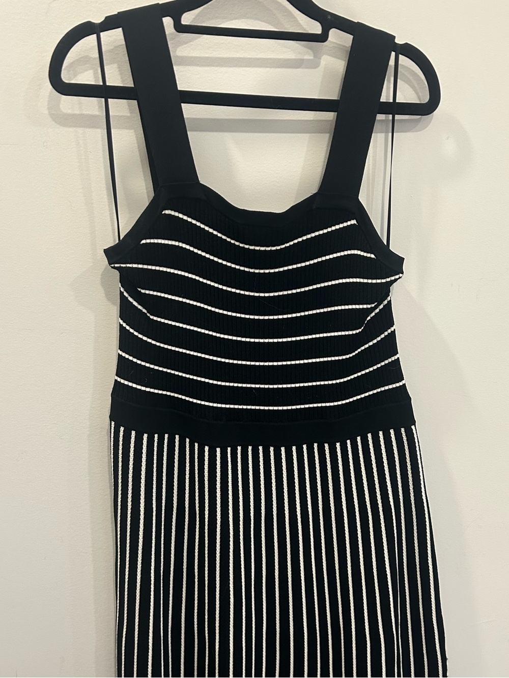 Banana Republic Black and White Striped Midi Dress